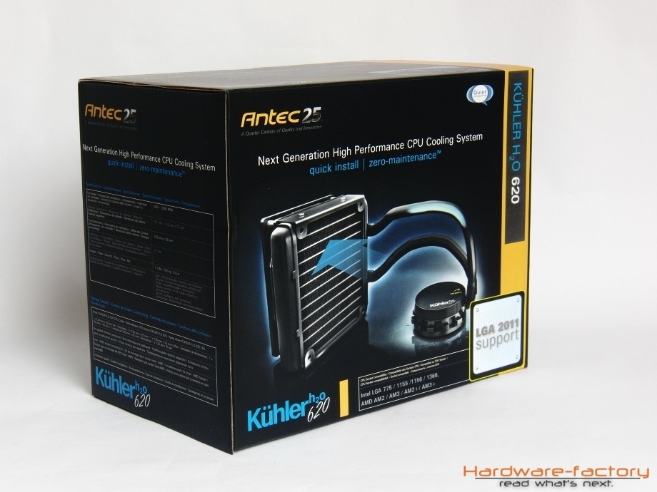 Die Vorderseite der Antec Kühler H20 620 Wasserkühlung.